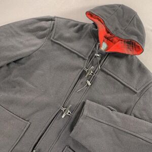 Canyon Guide Outfitters Jacket Mens XL Wool Duffle Coat Hooded Black USA Buffalo